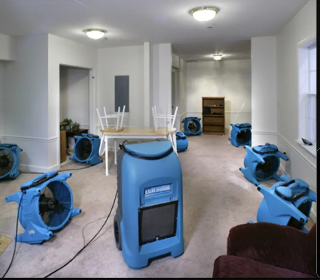 Air movers and dehumidifier setup for Water Extraction & Removal in Hilmar-Irwin