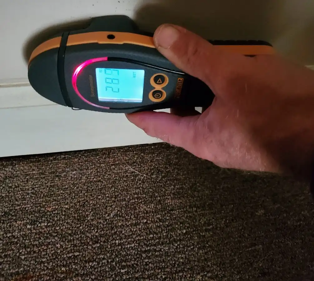 Moisture detection at baseboard during Mold Inspection & Testing in Hilmar-Irwin